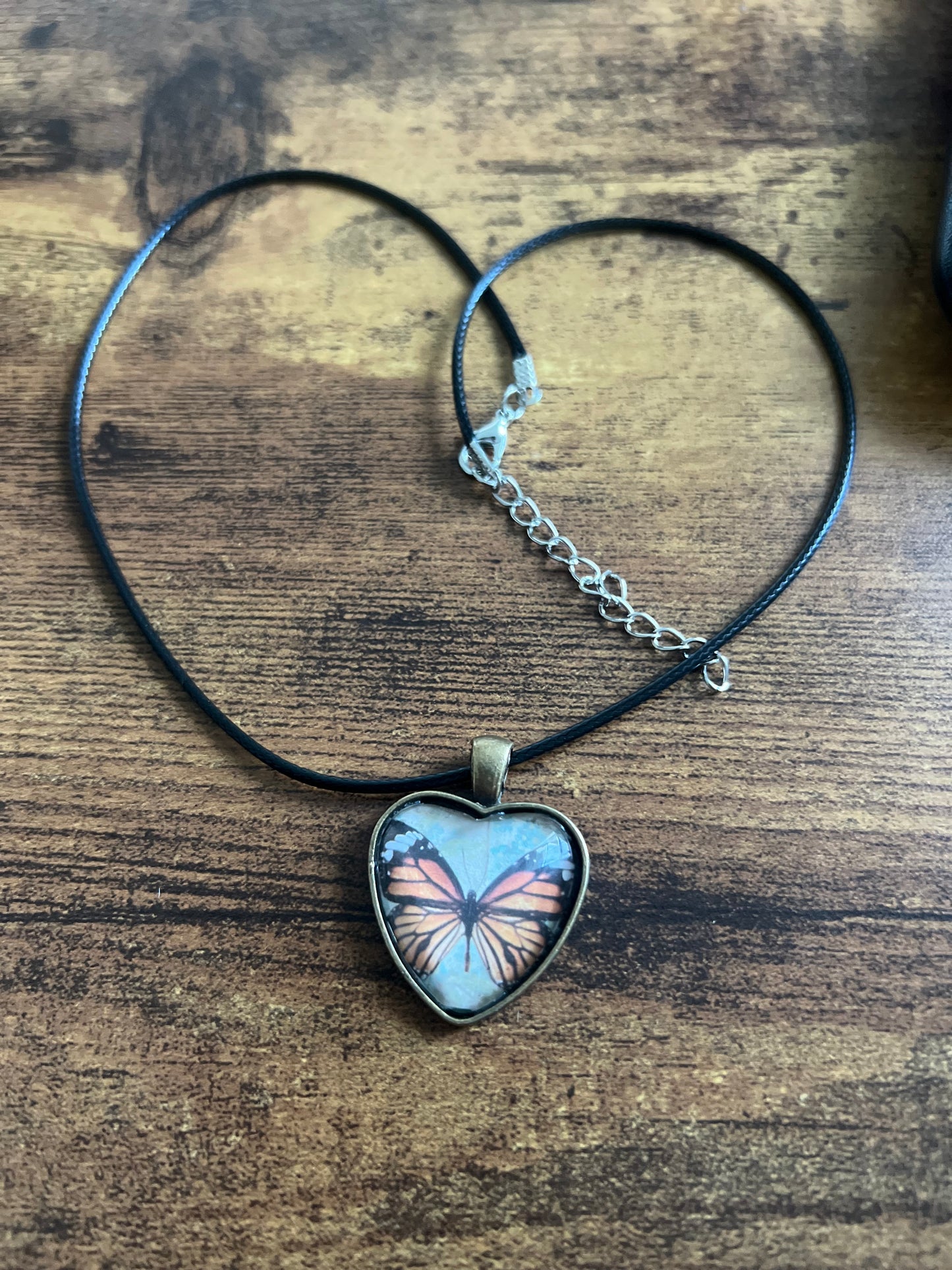 Handmade vintage vibes butterfly pendant necklace