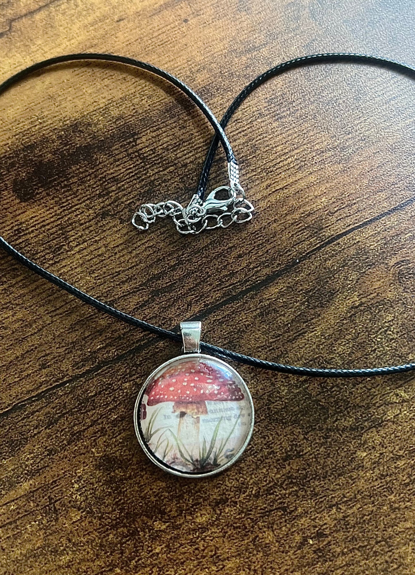 Handmade mushroom pendant necklace