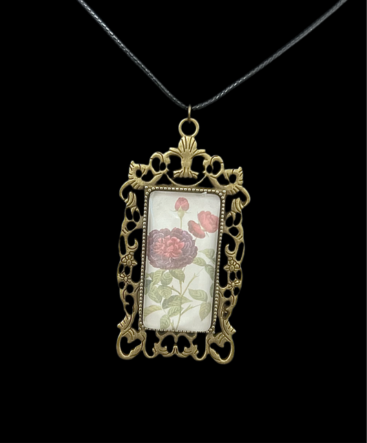 Handmade vintage vibe flower pendant necklace