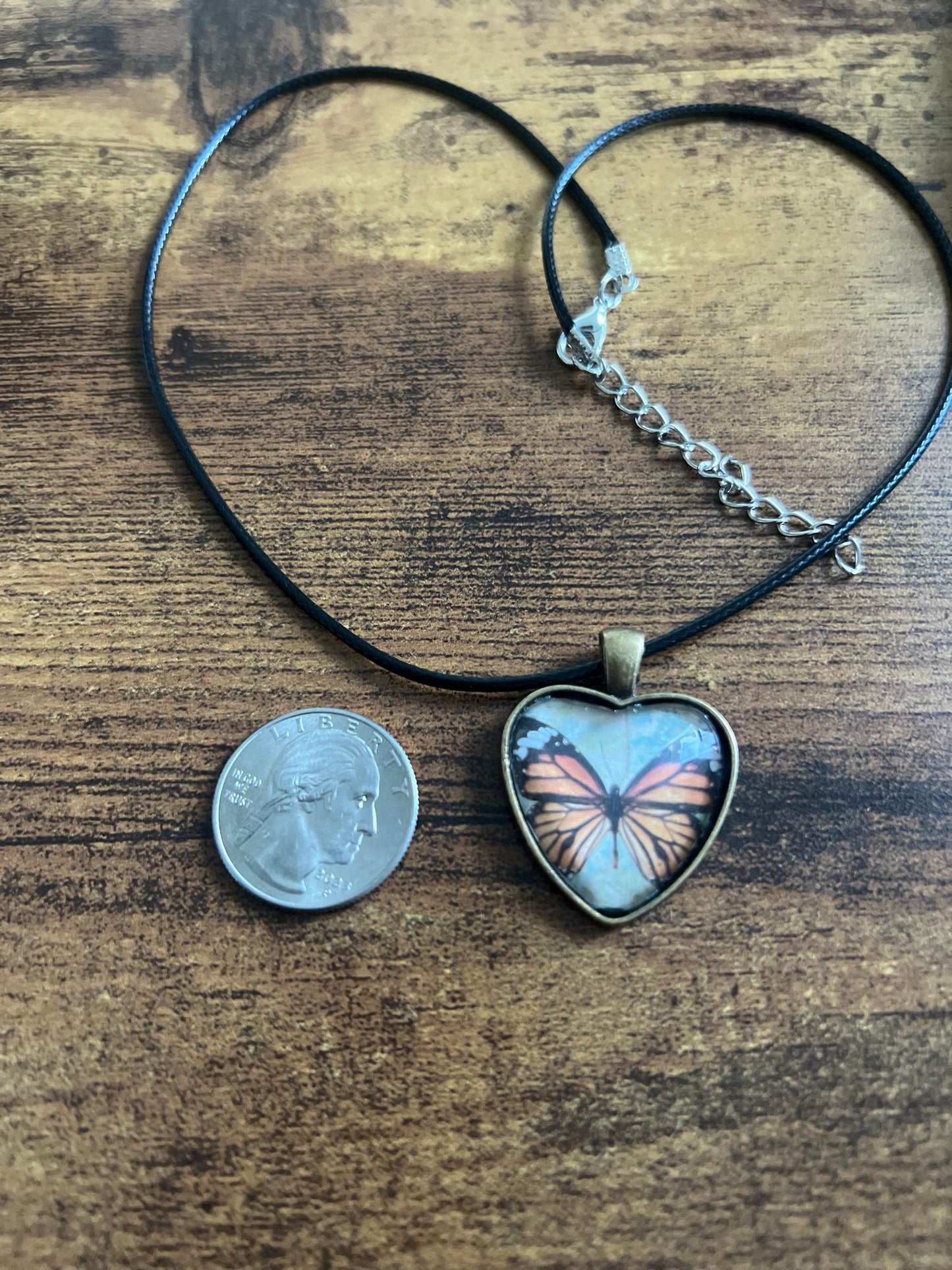 Handmade vintage vibes butterfly pendant necklace